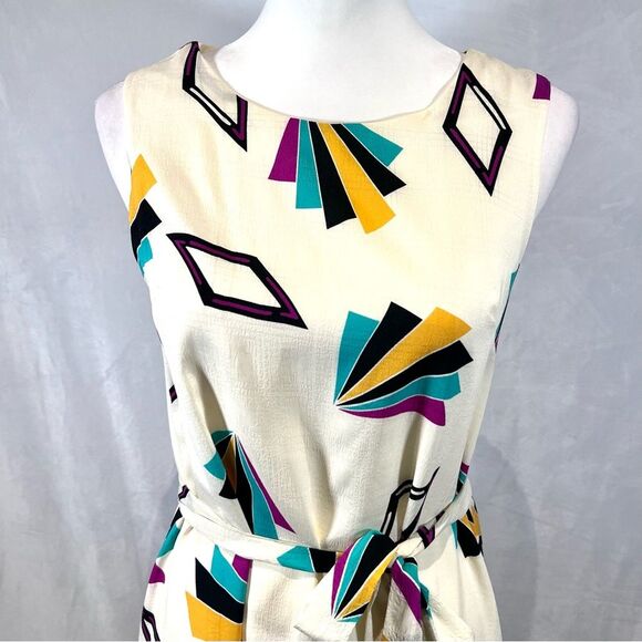Compañía Fantástica white colorful geometric print belted maxi dress size small - Picture 4 of 7